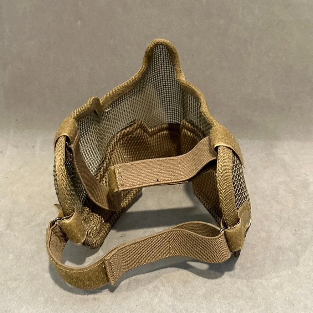Tactical Airsoft Mesh Half Face Mask Camouflage Steel Wire Protection Tan Camo